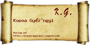 Kopsa Gyöngyi névjegykártya
